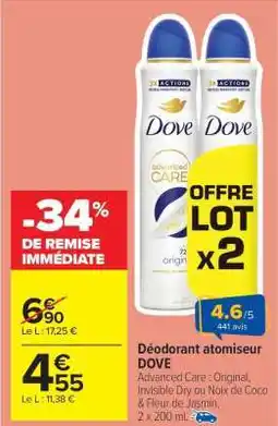 Carrefour Market Déodorant Atomiseur Dove offre