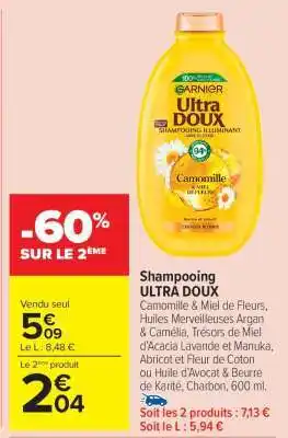 Carrefour Market Shampooing Ultra Doux offre