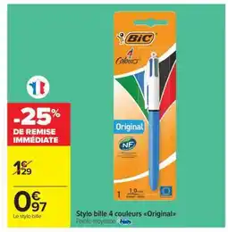 Carrefour Market Stylo bille 4 couleurs Original offre