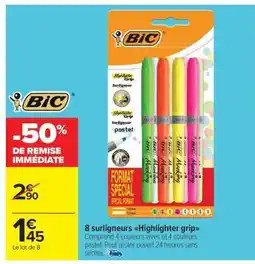 Carrefour Market 8 surligneurs Highlighter grip offre