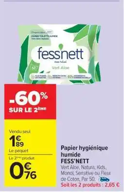 Carrefour Market Papier hygiénique humide FESS’NETT offre