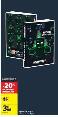Carrefour Market Agenda scolaire MINECRAFT offre