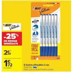 Carrefour Market BIC Velleda 6 feutres effaçables à sec offre