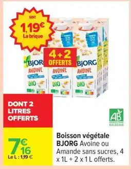 Carrefour Boisson végétale BJORG offre