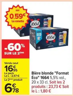 Carrefour Bière blonde Format Éco 1664 offre