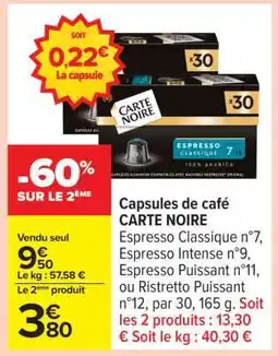 Carrefour Capsules De Café Carte Noire offre