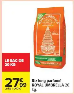 Carrefour Riz long parfumé ROYAL UMBRELLA 20 kg offre