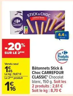 Carrefour Bâtonnets Stick & Choc CARREFOUR CLASSIC' offre