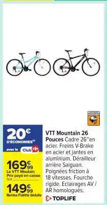 Carrefour VTT Mountain 26 pouces offre