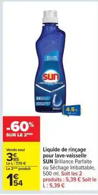 Carrefour Liquide de rinçage pour lave-vaisselle SUN offre