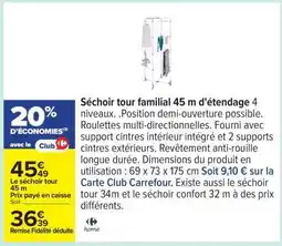 Carrefour Séchoir tour familial 45 m d'étendage offre