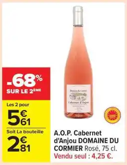 Carrefour A.O.P. Cabernet d'Anjou DOMAINE DU CORMIER Rosé, 75 cl offre