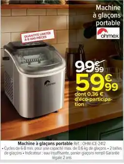 Carrefour Machine à glaçons portable offre