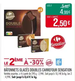 Match CARREFOUR SENSATION BÂTONNETS GLACÉS DOUBLES offre