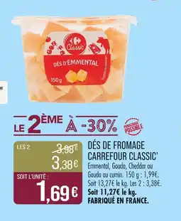 Match CARREFOUR CLASSIC’ Dés de fromage offre