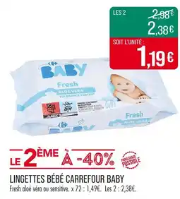 Match CARREFOUR BABY Lingettes bébé offre