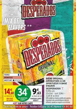 Intermarché DESPERADOS Bière original aromatisée à un spiritueux à base d'agave offre