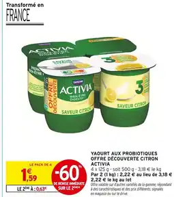 Intermarché Activia Yaourt aux probiotiques offre découverte citron offre