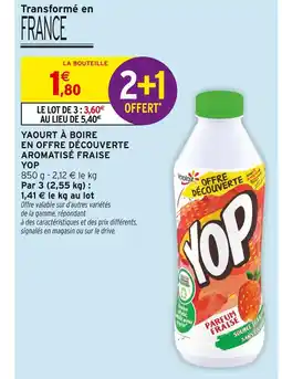 Intermarché YOP Yaourt à boire en offre découverte aromatisé fraise offre