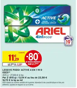 Intermarché Lessive pods+ active 4 en 1 19 doses offre