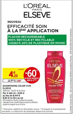 Intermarché ELSEVE Shampooing color vive offre