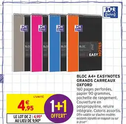 Intermarché OXFORD Bloc a4+ easynotes grands carreaux offre