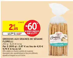 Intermarché FLORELLI Gressins aux graines de sésame offre