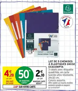 Intermarché EXACOMPTA Lot de 5 chemises à élastiques 24x32 offre