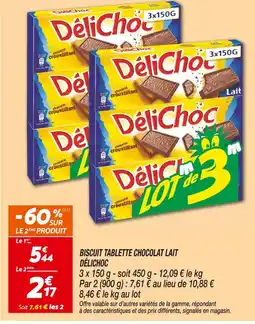 Netto Délichoc Biscuit tablette chocolat lait offre
