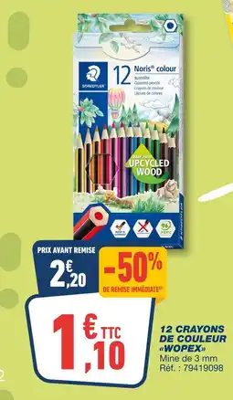 Bureau Vallée STAEDTLER 12 crayons de couleur Wopex offre
