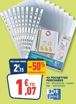 Bureau Vallée OXFORD 40 pochettes perforées offre