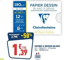Bureau Vallée CLAIREFTONTAINE PAPIER A DESSIN BLANC offre