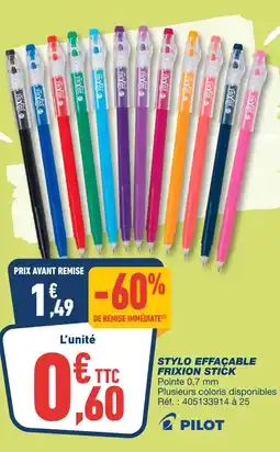 Bureau Vallée PILOT Stylo effaçable FriXion Stick offre