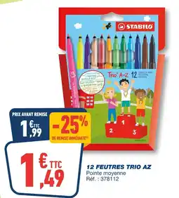 Bureau Vallée STABILO 12 feutres trio az offre