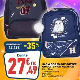 Bureau Vallée HARRY POTTER Sac à dos Quidditch offre