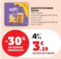 Super U Biscuits fourres milka offre