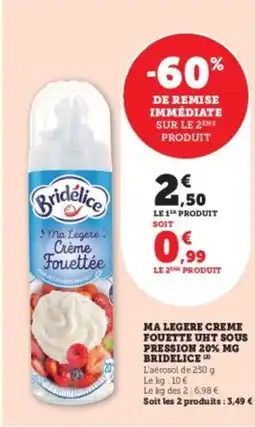 Super U Ma legere creme fouette uht sous pression 20% mg bridelice offre