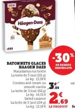 Super U Batonnets glaces haagen dazs offre