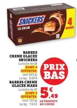 Super U Barres creme glacee snickers offre