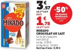 Super U Mikado chocolat au lait offre