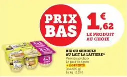 Super U Riz ou semoule au lait la laitiere offre