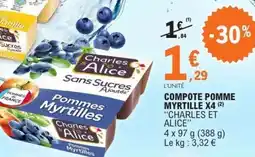 E.Leclerc COMPOTE POMME MYRTILLE X4 offre