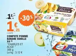 E.Leclerc COMPOTE POMME BANANE VANILLE X4 offre