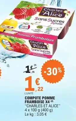 E.Leclerc COMPOTE POMME FRAMBOISE X4 offre