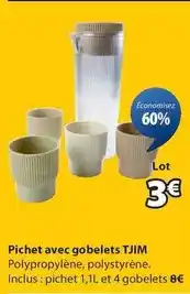 JYSK Pichet avec gobelets tjim offre