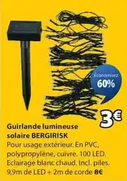 JYSK Guirlande lumineuse solaire bergirisk offre