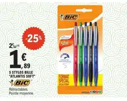 E.Leclerc 5 STYLOS BILLE ATLANTIS SOFT offre