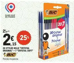 E.Leclerc BIC 20 Stylos Bille 'Crystal Original' + 7 'Crystal Soft' offre