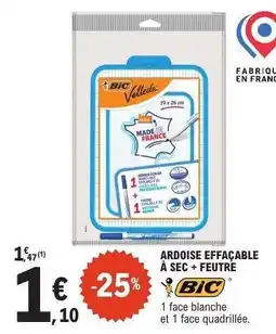 E.Leclerc ARDOISE EFFAÇABLE À SEC + FEUTRE offre