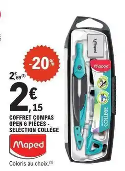 E.Leclerc Maped Coffret Compas Open 6 Pièces - Sélection Collège offre